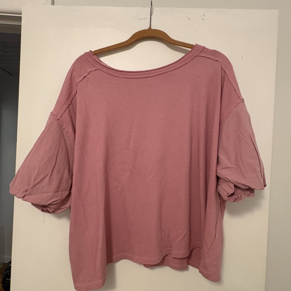 Free People Blossom Oversized Flush Pink Top Size Small